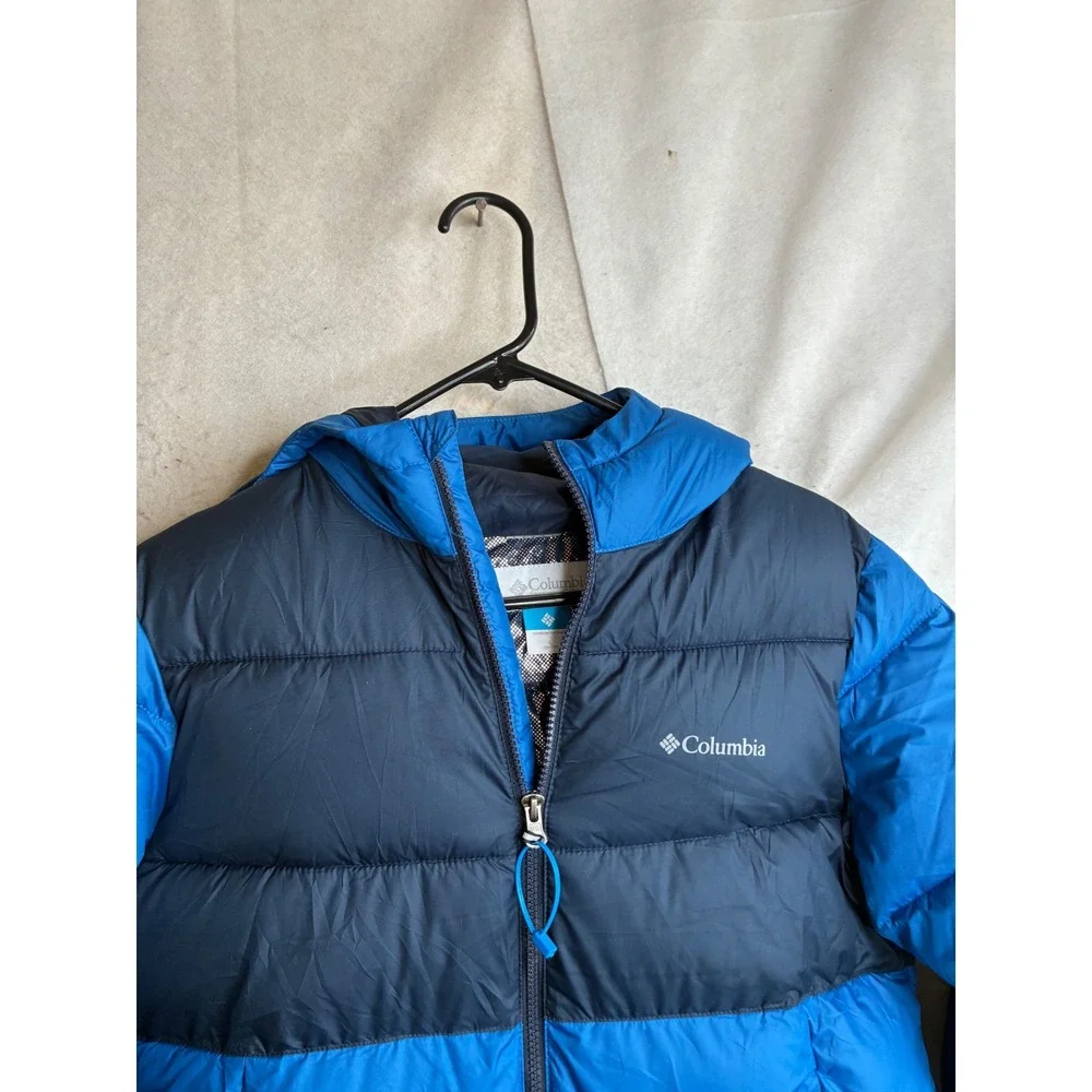 Columbia Powder Lite Hooded Puffer Jacket Blue Navy Boys Large 14/16 SY9338
